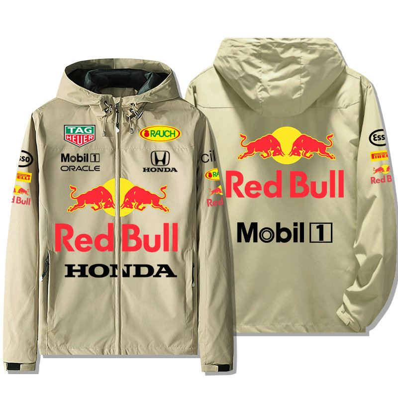 Veste Red Bull Honda Mobil 1 Zippé Capuche Homme Coupe-vent